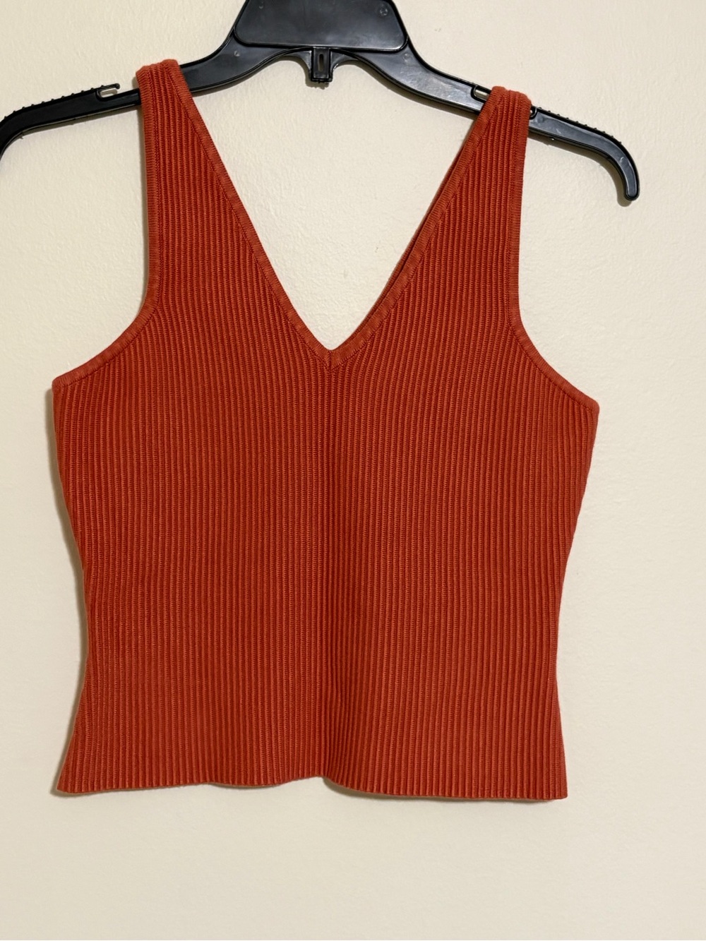 House of Harlow 1960 Cropped Ribbed V-Neck Tank Top Burnt Orange Size M
